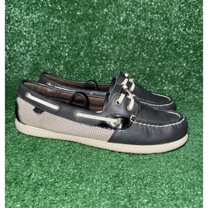 Sperry Top Sider Angelfish Boat Shoes Women Sz 8.5M Black Leather Slipon 9180118